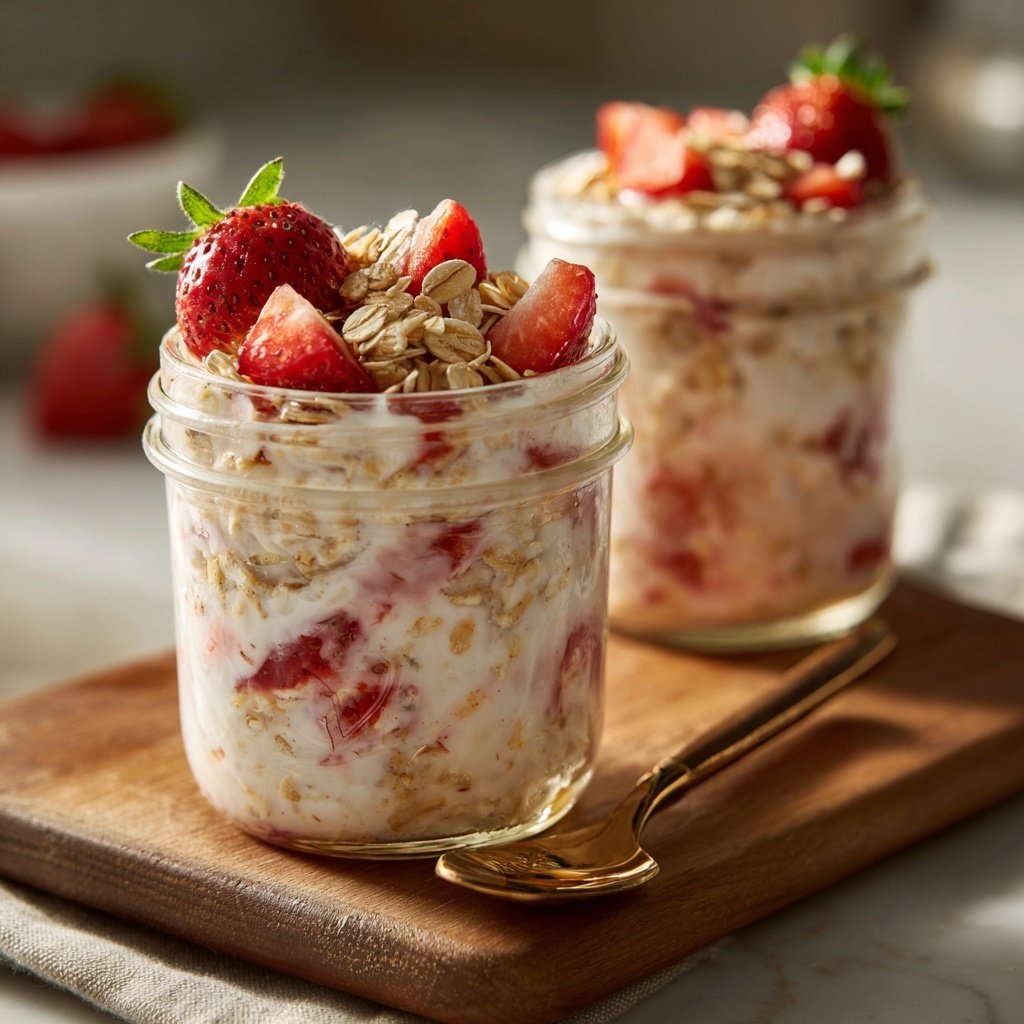Strawberry Yogurt Oatmeal Jars