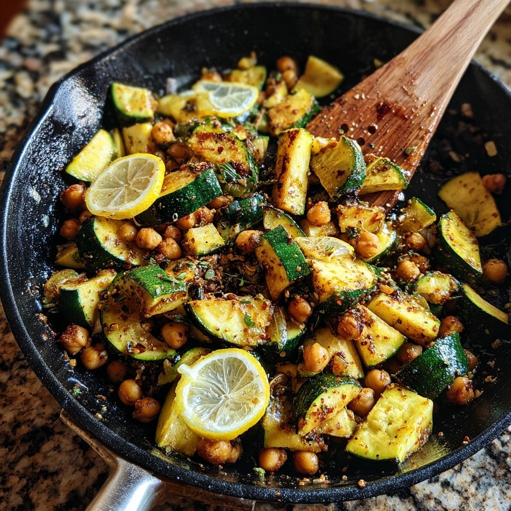 Zucchini Chickpea Lemon Skillet