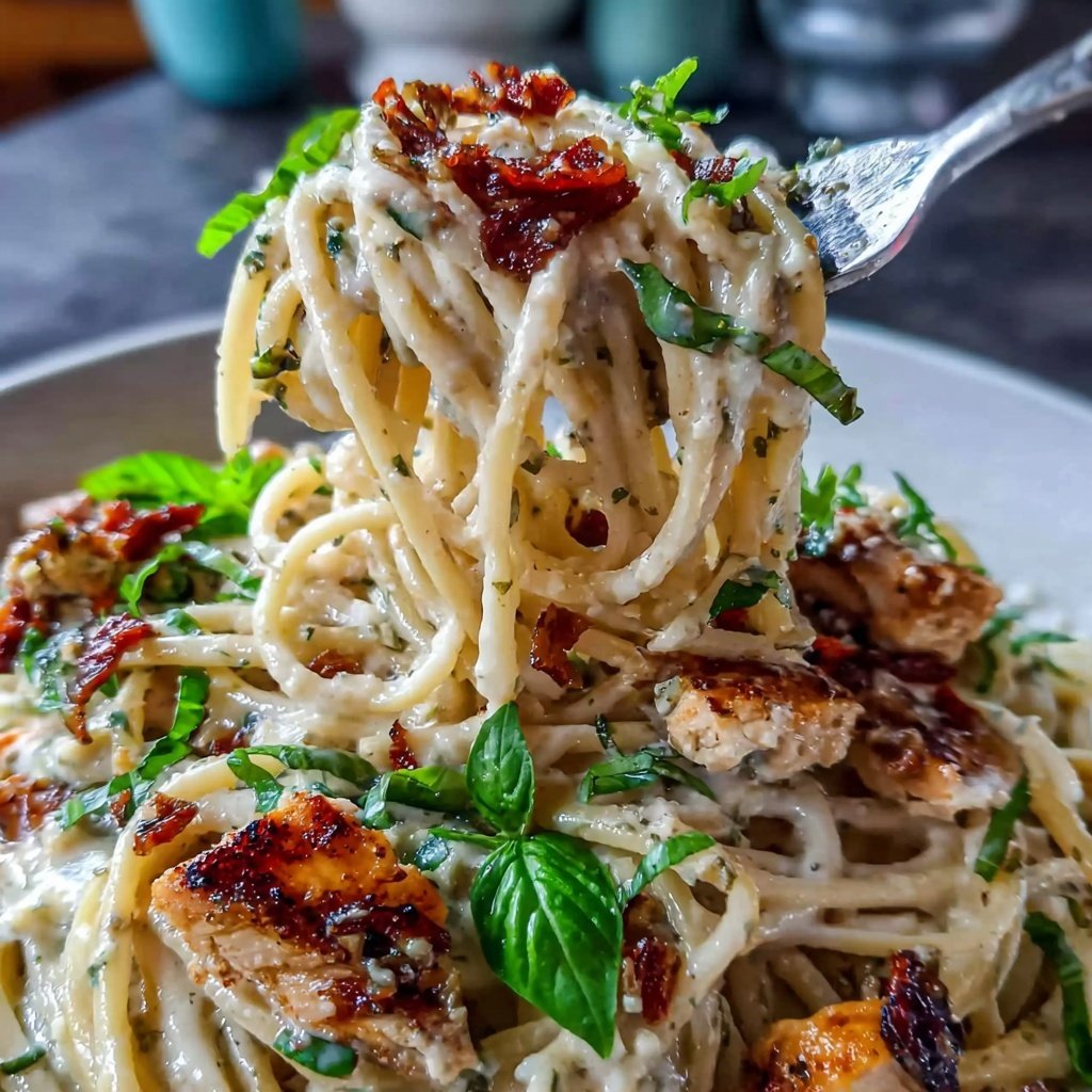 Chicken Pasta With Creamy Pesto Sauce