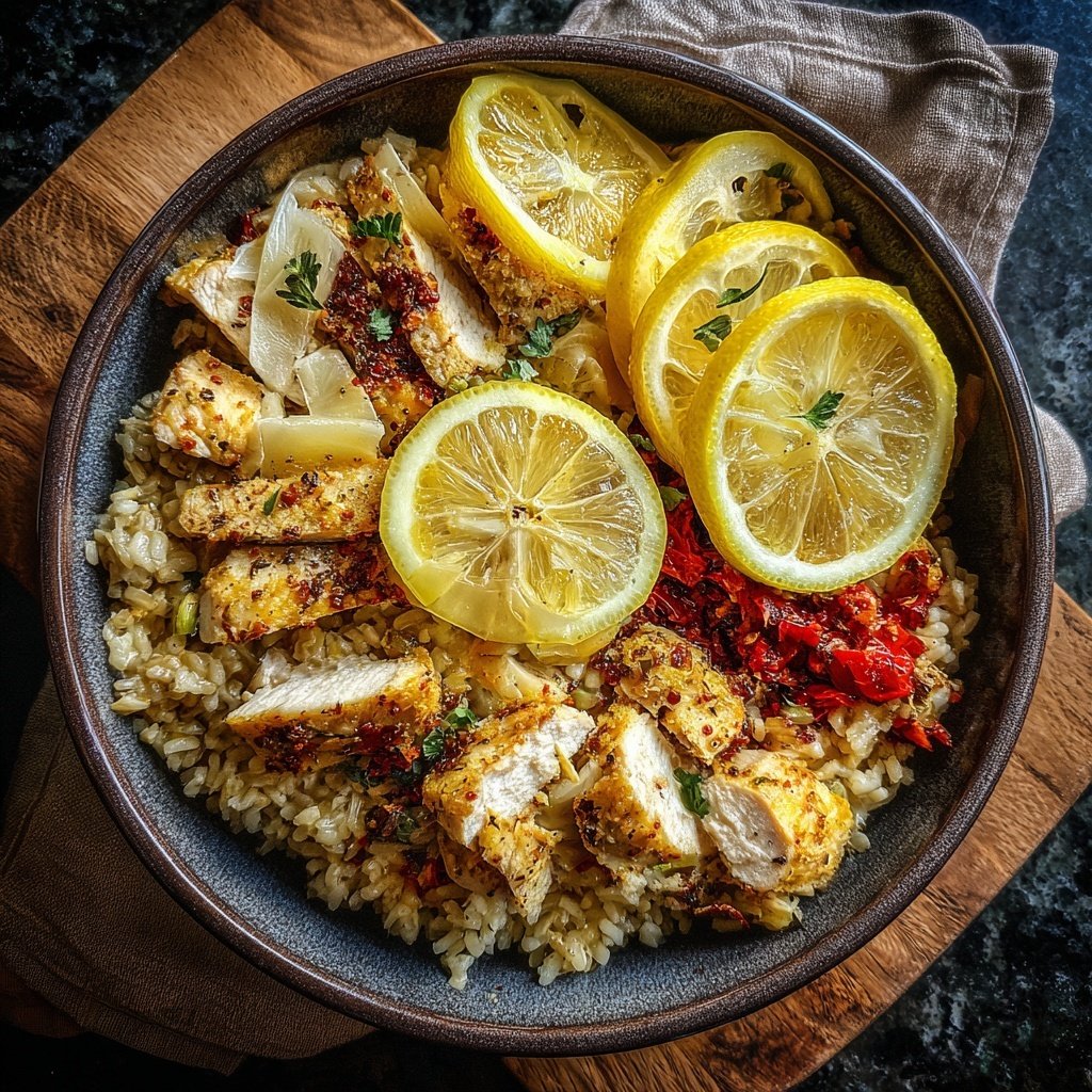 Healthy Lemon Chicken Rice Bowl
