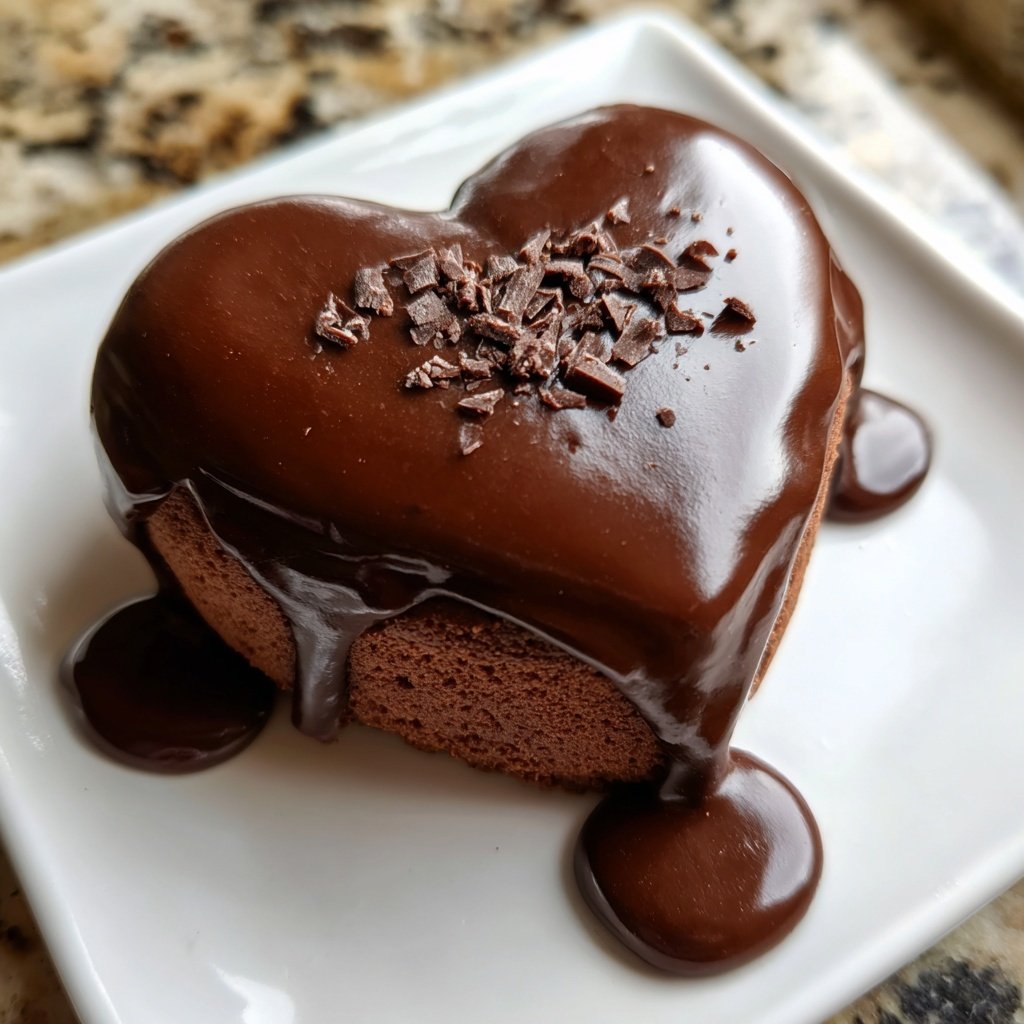 Mini Heart Cake with Chocolate Ganache