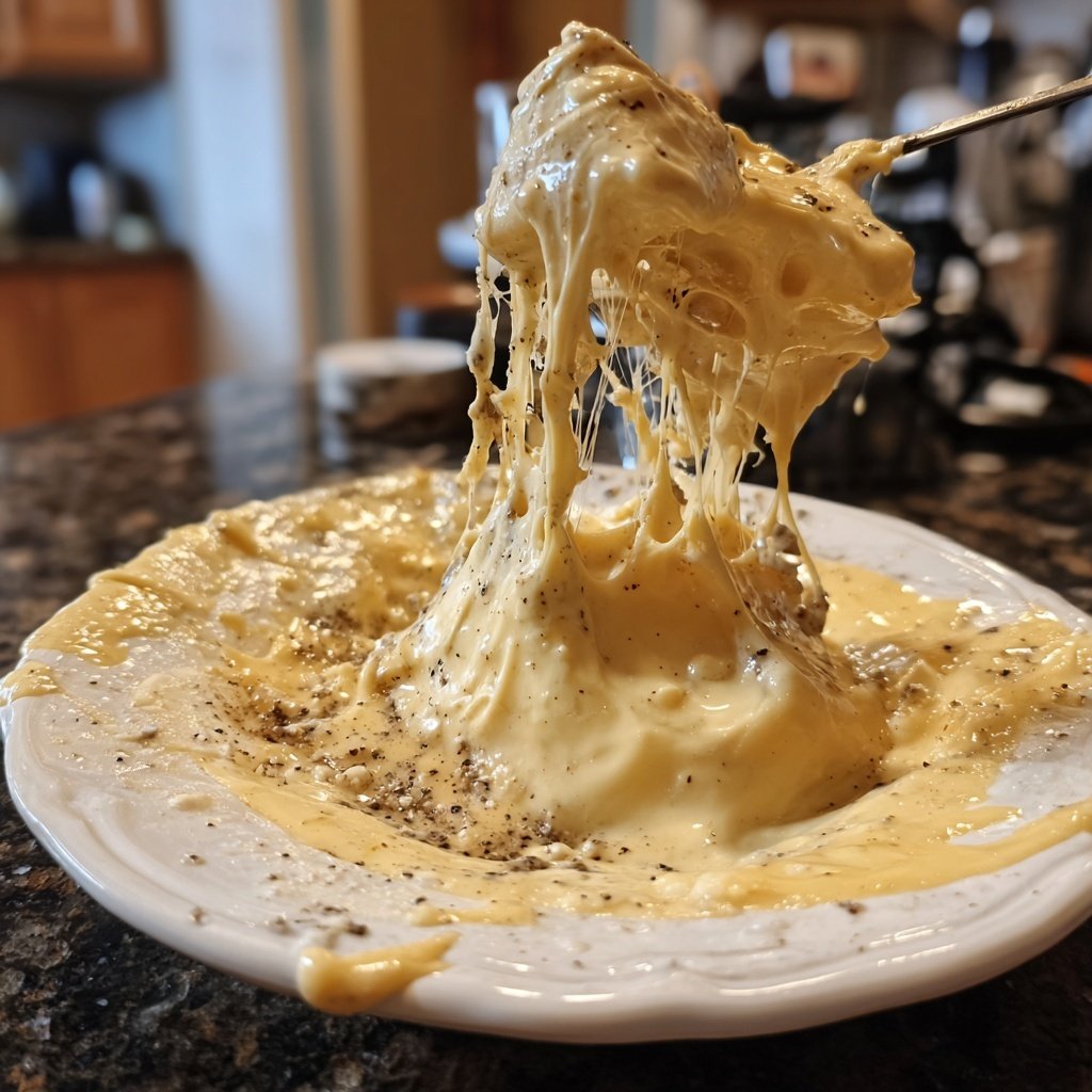 Fondue with Swiss Cheese and White Pepper