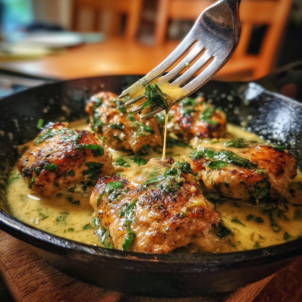 Creamy Lemon Basil Chicken Thighs