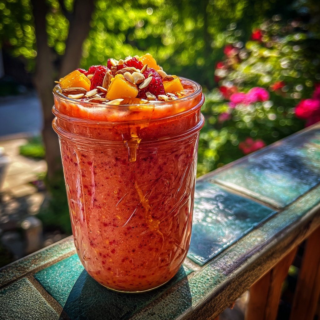 Strawberry Peach Breakfast Smoothie