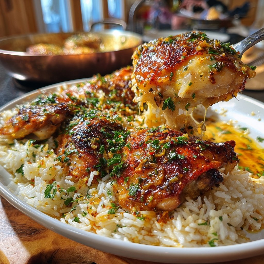 Garlic Butter Chicken And Rice Dinner
