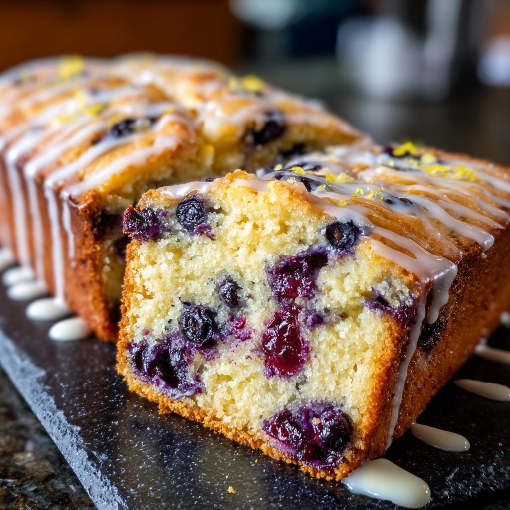 Blueberry Lemon Loaf With Glaze